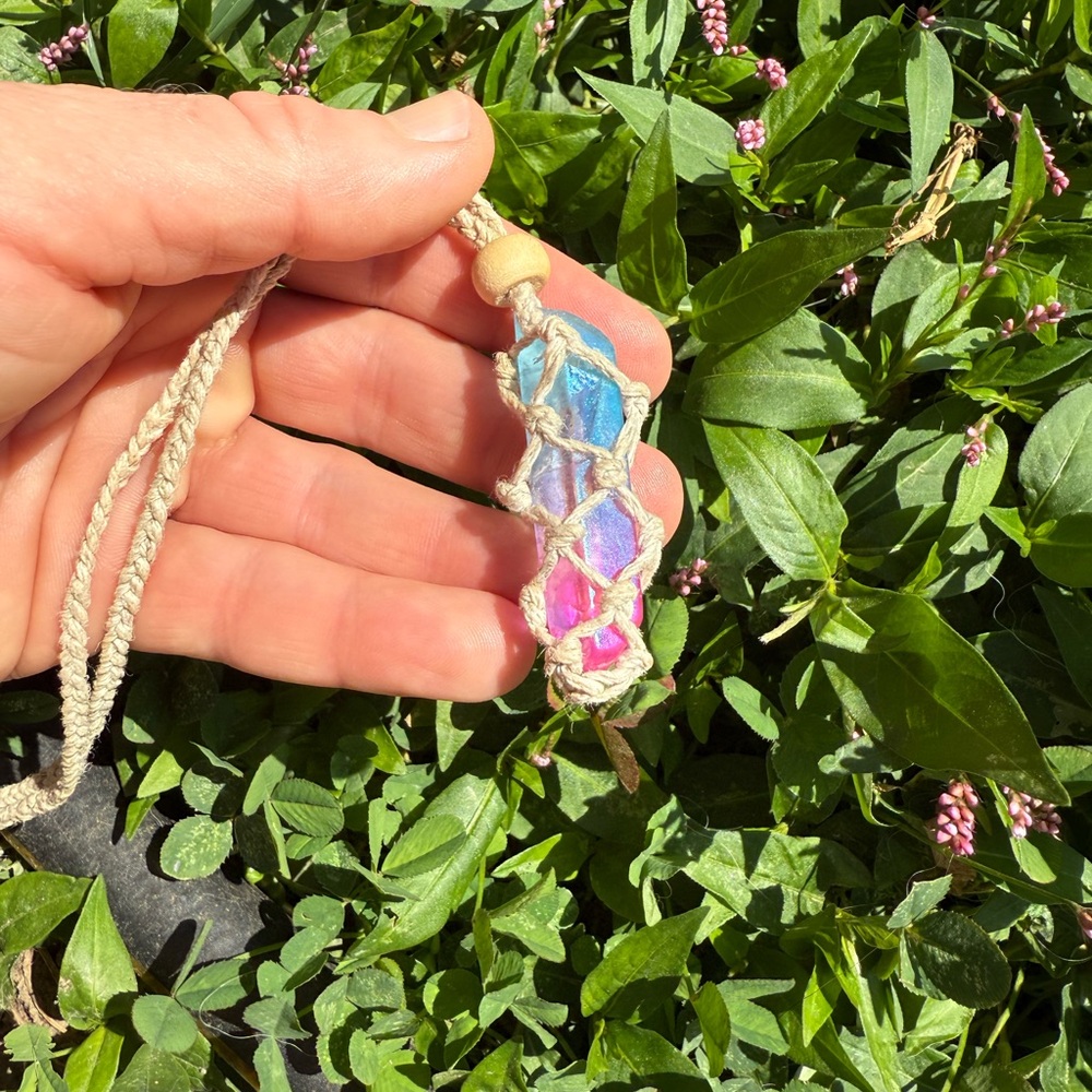 Aura quartz crystal necklace!